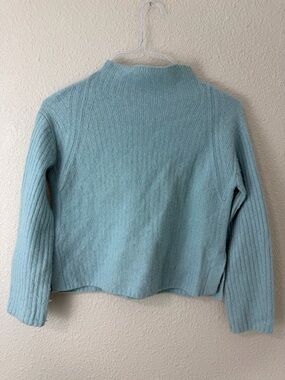 Vince Light Blue Women’s Mock Neck Ribbed Sweater Cashmere Wool Sz Small